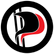 Logo del Partido Interdimensional Pirata o del Partido Pirata Antifa: un círculo con dos banderas piratas formando dos letras "p", por "partido pirata".